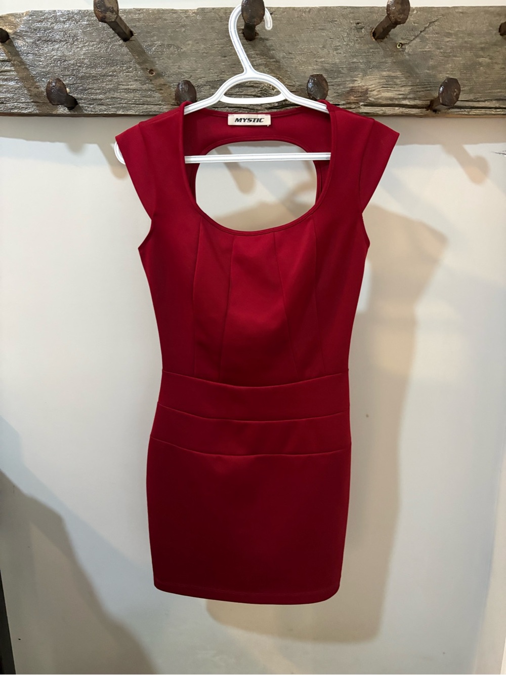 Mystic Red Cap Sleeve Scoop-Neck Mini Dress